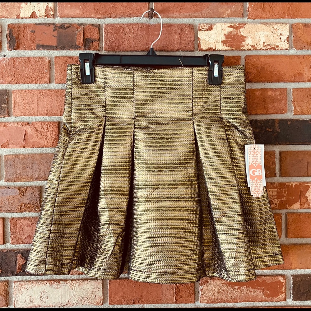 Gianni Bini Pleated Mini Skirt Gold Size M